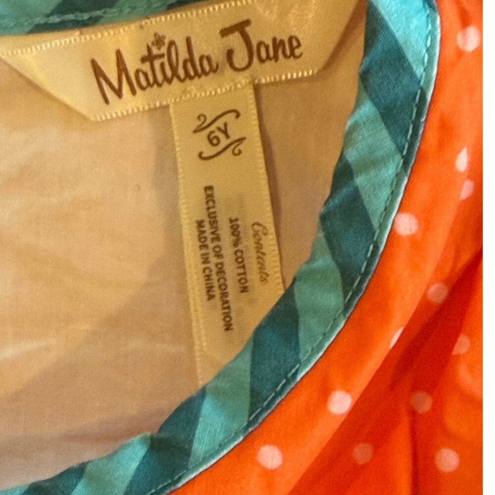 Matilda Jane Girls 6 Floral Patchwork Ruffle Dress Orange Blue Purple Cotton - Picture 2 of 7